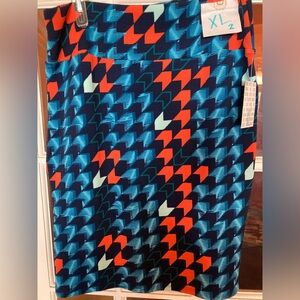 LuLaRoe Cassie Skirt in Blue and Pink